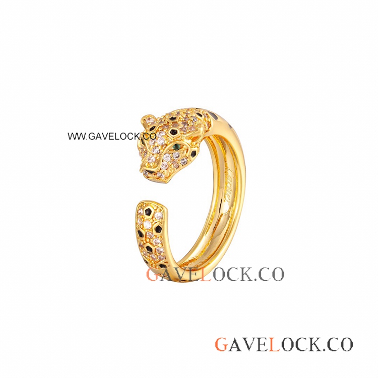 Panthere Cartier Gold Open Ring with Diamonds